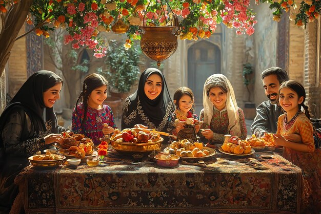 quotFamily Gathering Around HaftSeen Table at Persian Nowruz Festivalquot