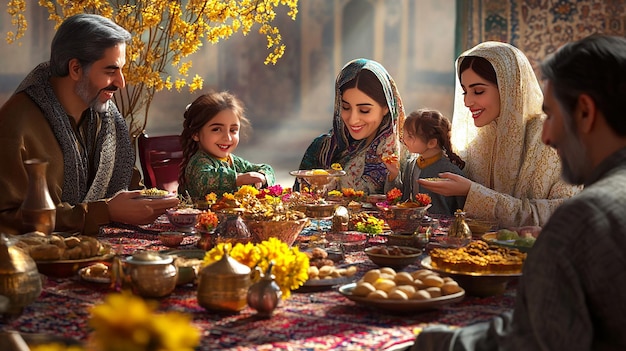 quotFamily Gathering Around HaftSeen Table at Persian Nowruz Festivalquot