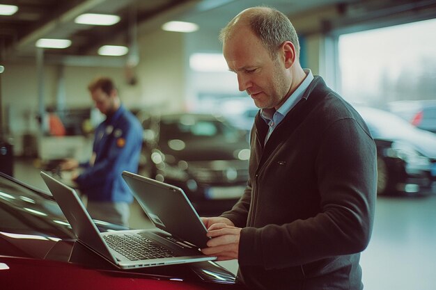 Photo quotfriendly luxury car salesman assisting a customerquot