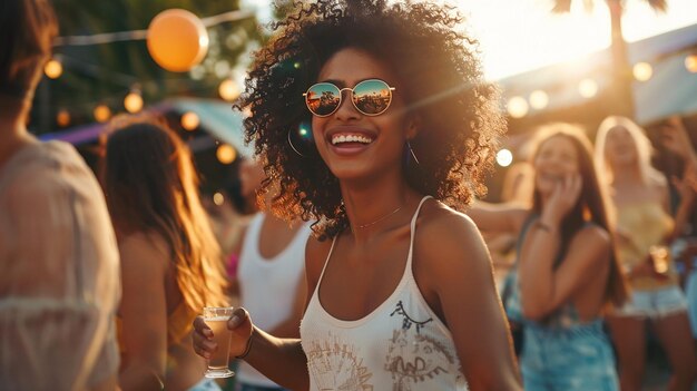 quotFriends Dancing Together at a Lively Outdoor Eventquot