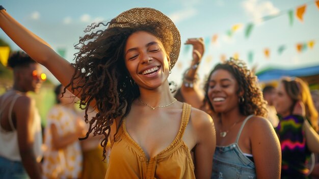 quotFriends Dancing Together at a Lively Outdoor Eventquot