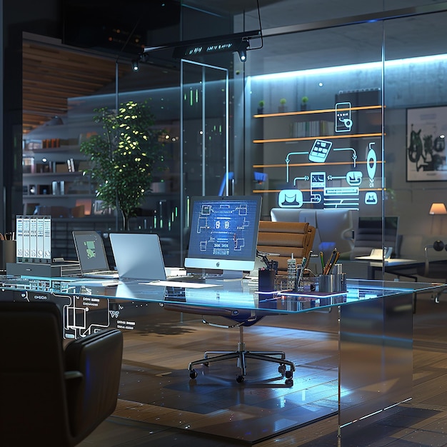 quotFuturistic Home Office with Holographic Assistantquot