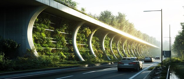 Photo quotfuturistic vertical garden highway sound barriers conceptquot