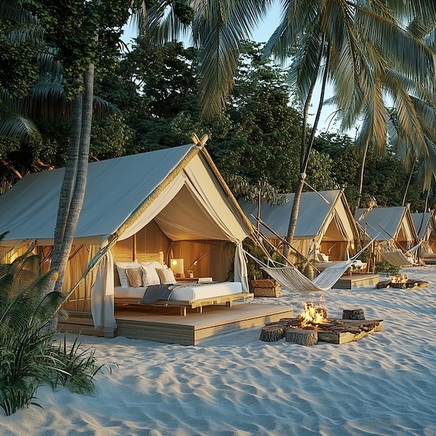 Photo quotglamping beach resort with luxury tents on the sandquot