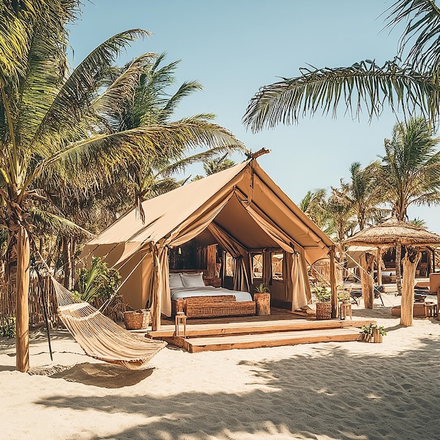 Photo quotglamping beach resort with luxury tents on the sandquot