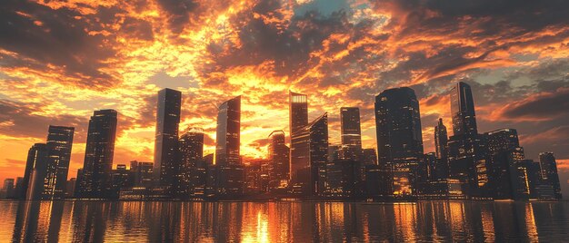 Photo quotgolden hour skyline with glowing clouds conceptquot