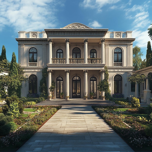 Photo quotgrand mansion with perfect symmetrical designquot