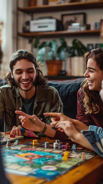 Photo quotgroup of friends enjoying coffee and games around a tablequot