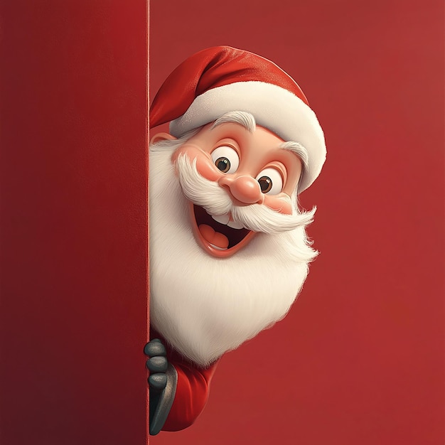 Photo quothappy cartoon santa claus peeking outquot