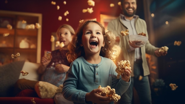 quotHappy Kid with Remote Controller Reaching for Popcornquot