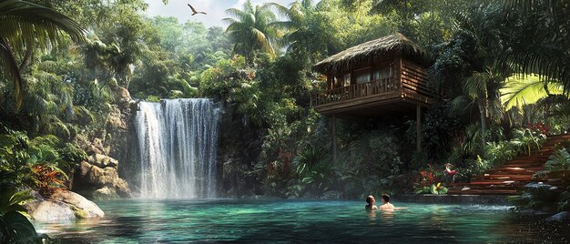 quotHidden Waterfall Retreat in a Tropical Rainforestquot