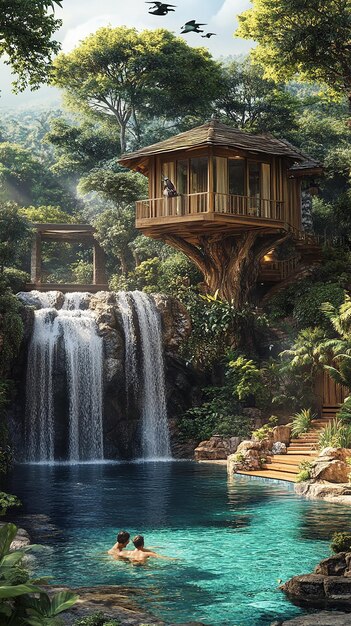 quotHidden Waterfall Retreat in a Tropical Rainforestquot