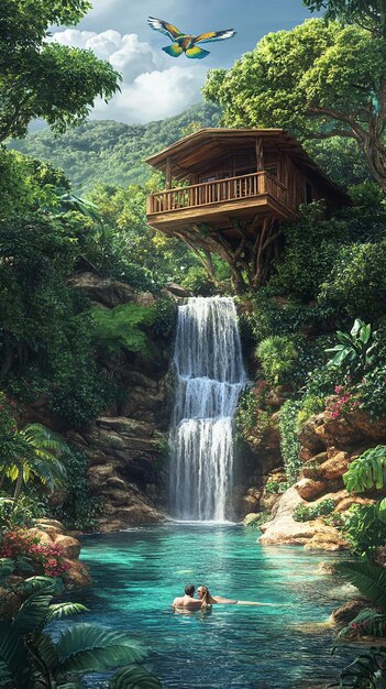 quotHidden Waterfall Retreat in a Tropical Rainforestquot