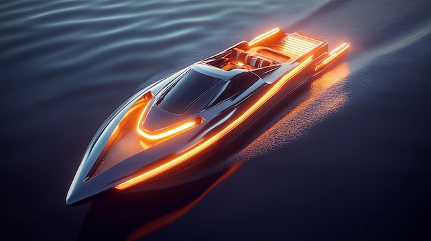 quotHighSpeed Autonomous Racing Boat with Sharp Angular Designquot