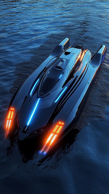 quotHighSpeed Autonomous Racing Boat with Sharp Angular Designquot