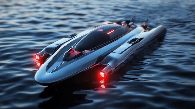 quotHighSpeed Autonomous Racing Boat with Sharp Angular Designquot