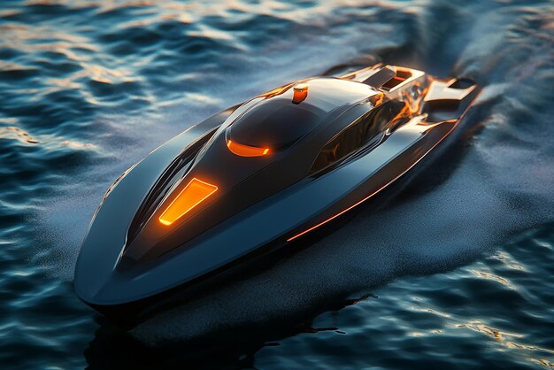 Photo quothighspeed autonomous racing boat with sharp angular designquot