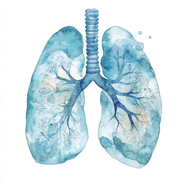 quotHuman Lungs in 8 Shades of Blue Watercolorquot