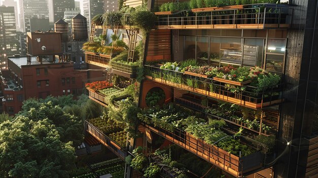 Photo quotinnovative urban farming depicting ecofriendly practicesquot