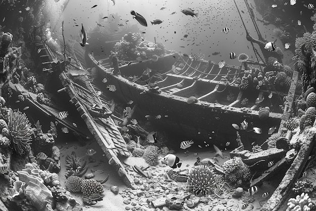 Photo quotintricate underwater shipwreck scenequot