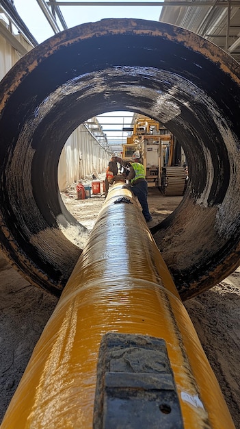 quotLarge Pipe Undergoing Relining with Fiber Materialquot