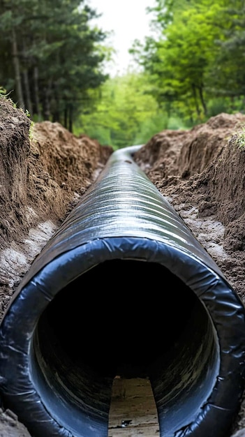 Photo quotlarge pipe undergoing relining with fiber materialquot