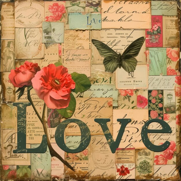 Photo quotlovequot created from a collage of vintage love letters and postcards arranged artfully ar 11 stylize 50 v 6 job id 09ccedad37e14f1fb91cc669de6c017d