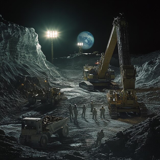 Photo quotlunar mining operation on the moons surfacequot