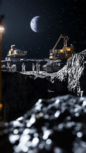 Photo quotlunar mining operation on the moons surfacequot