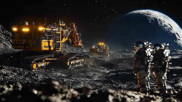 Photo quotlunar mining operation on the moons surfacequot