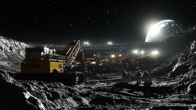 Photo quotlunar mining operation on the moons surfacequot