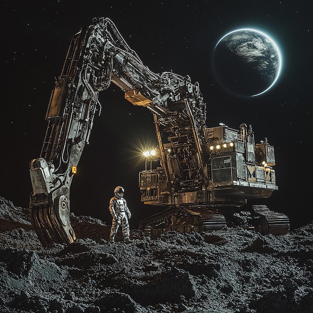 Photo quotlunar mining operation on the moons surfacequot