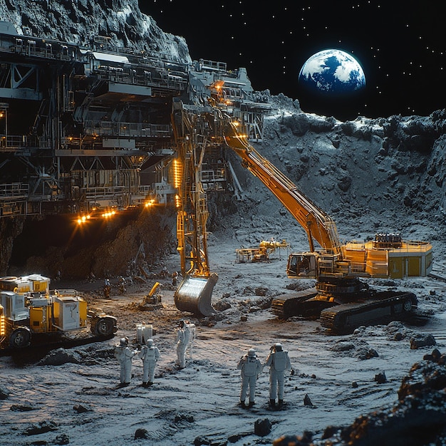 Photo quotlunar mining operation on the moons surfacequot