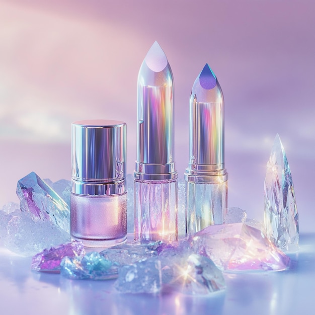 Photo quotluxury cosmetics displayed on a crystal surfacequot