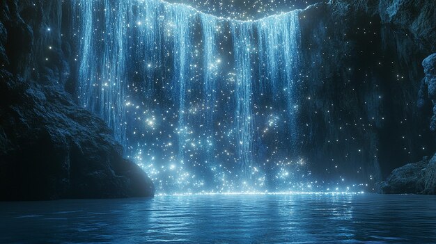 Photo quotmajestic waterfall of stars a glowing cascade in cosmic splendorquot