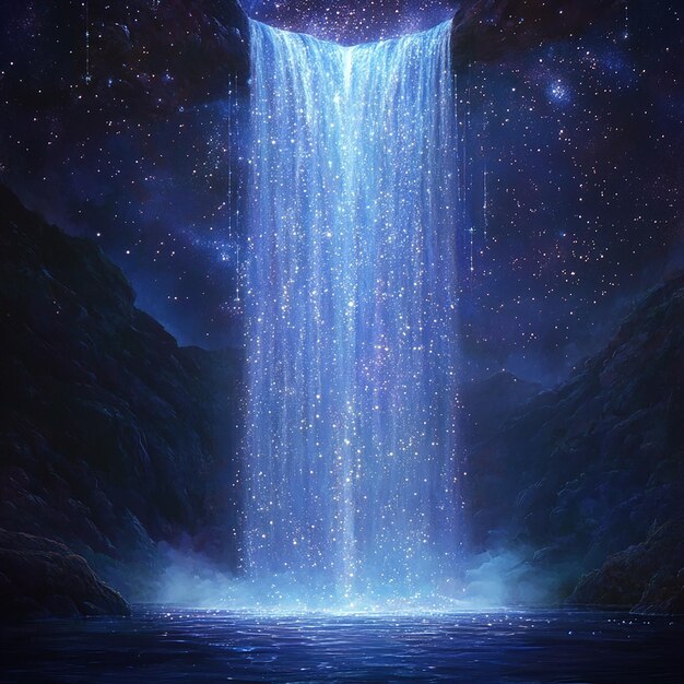 Photo quotmajestic waterfall of stars a glowing cascade in cosmic splendorquot