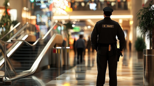 quotMall Security Guard on Duty in Busy Shopping Centerquot