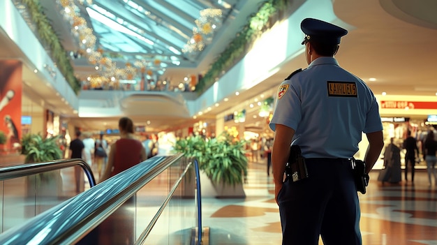 quotMall Security Guard on Duty in Busy Shopping Centerquot