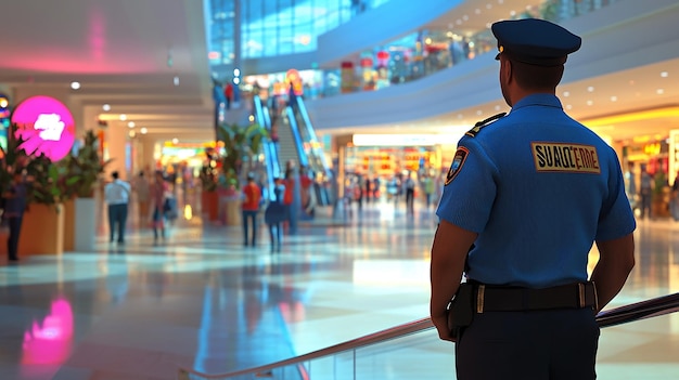 quotMall Security Guard on Duty in Busy Shopping Centerquot