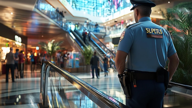 quotMall Security Guard on Duty in Busy Shopping Centerquot