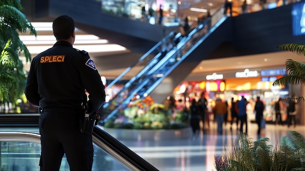 quotMall Security Guard on Duty in Busy Shopping Centerquot