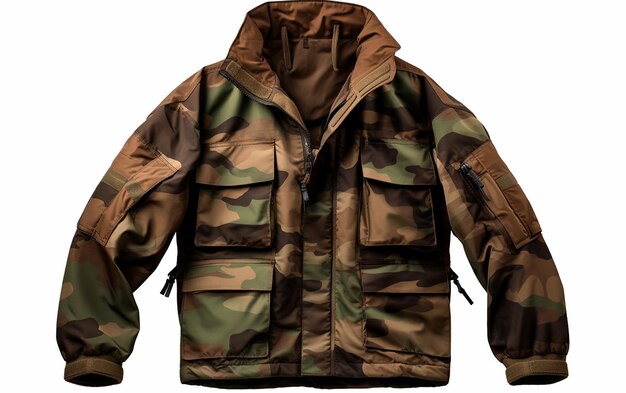 Photo quotmilitaryinspired camo print jacket with utility features aiquot