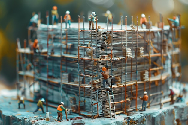 Photo quotminiature figures building a giant structure digital artquot