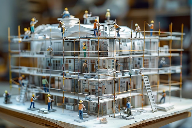 Photo quotminiature figures building a giant structure digital artquot