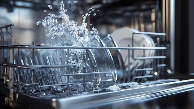 quotModern Dishwasher in Action with Transparent Door Viewquot