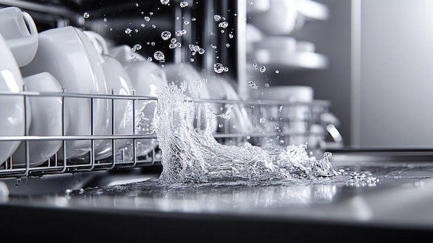 quotModern Dishwasher in Action with Transparent Door Viewquot