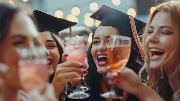 Photo quotmultinational graduates toasting drinks in ecstasyquot