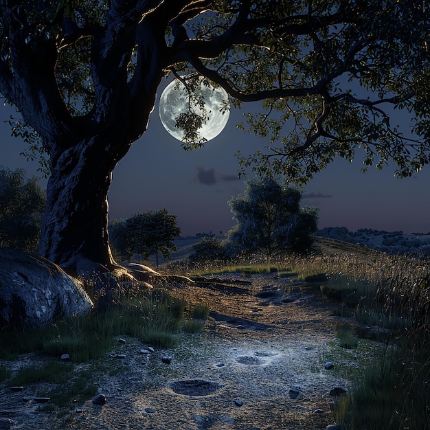 quotMystical Moonlight Scene on a Full Moon Nightquot