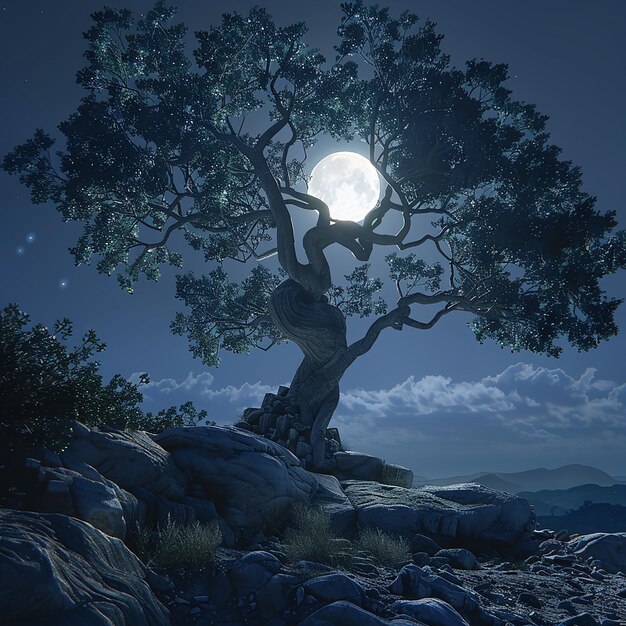 Photo quotmystical moonlight scene on a full moon nightquot