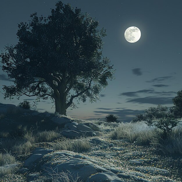 Photo quotmystical moonlight scene on a full moon nightquot